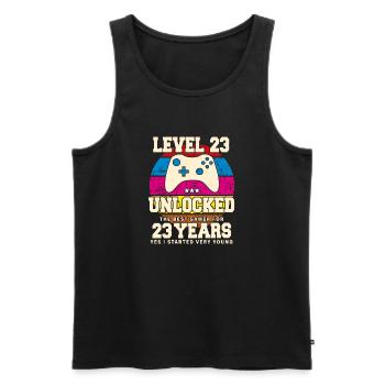 Original 2001 23 Jahre Level 23 Freischalten - Männer Premium Bio Tank Top - Schwarz - Vorne - Michal (187cm)