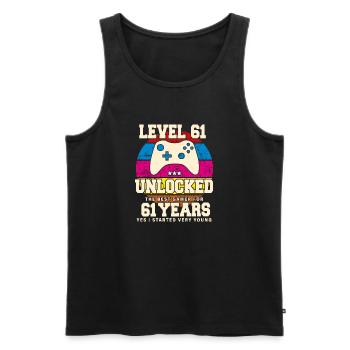 Original 1963 61 Year Old Level 61 Unlock - Men's Premium Organic Tank Top - black - Front - Michal (187cm)