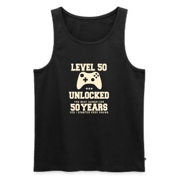 Level 50 Vintage Retro Vintage Jubiläum - Männer Premium Bio Tank Top - Schwarz - Vorne - AI Model Male 178 light (178cm)