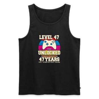 Original 1977 47 Jahre Level 47 Freischalten - Männer Premium Bio Tank Top - Schwarz - Vorne - Michal (187cm)