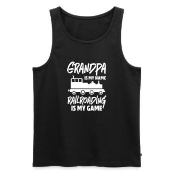 grand-père est mon nom, le chemin de fer est mon jeu Design - Débardeur bio Premium Homme - noir - Devant - Michal (187cm)