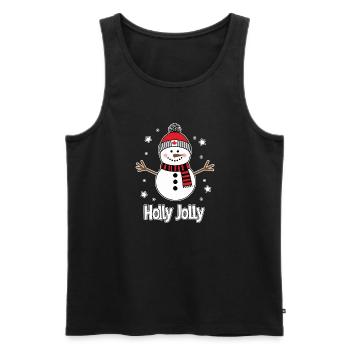 Holly Jolly snowman Merry Christmas - Men's Premium Organic Tank Top - black - Front - AI Model Male 178 light (178cm)