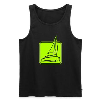 Sailing Logo Icon Square Sailboat Ship - Men's Premium Organic Tank Top - black - Front - Michal (187cm)