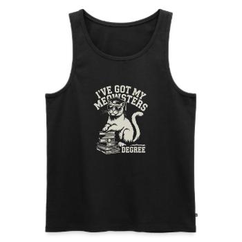 Funny cat design for students - Men's Premium Organic Tank Top - black - Front - AI Model Male 178 light (178cm)