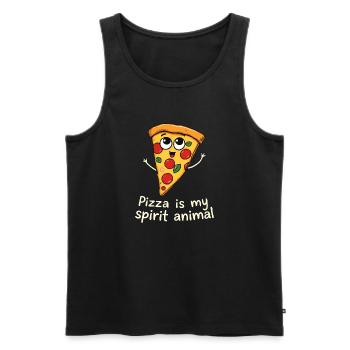 La pizza est mon Animal Fun Foodie Amateur de pizza - Débardeur bio Premium Homme - noir - Devant - Michal (187cm)