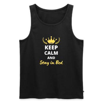 "Ruhe bewahren und im Bett bleiben" - Männer Premium Bio Tank Top - Schwarz - Vorne - AI Model Male 178 light (178cm)
