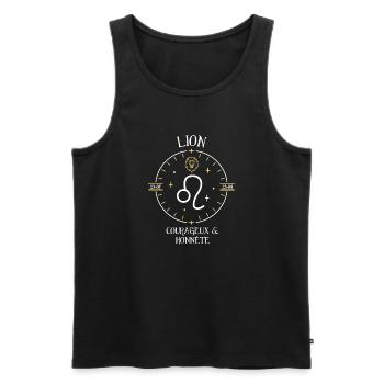 Du signe du Lion - Courageux et honnête - Débardeur bio Premium Homme - noir - Devant - Michal (187cm)
