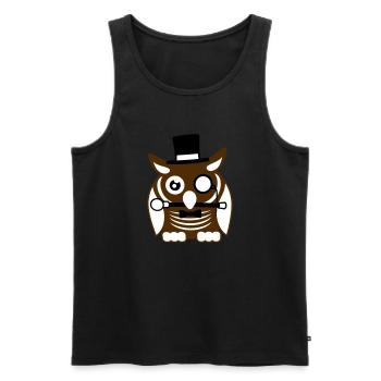 Sir hibou chapeau haut de forme monocle verres riches M. - Débardeur bio Premium Homme - noir - Devant - Michal (187cm)
