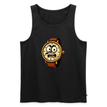 Une montre-bracelet de bande dessinée qui a l’air aigre - Débardeur bio Premium Homme - noir - Devant - AI Model Male 178 light (178cm)