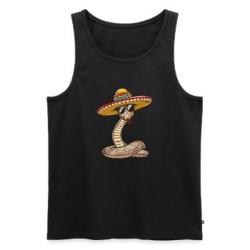 Serpent Cobra Bande Dessinée Drôle Sombrero - Débardeur bio Premium Homme - noir - Devant - AI Model Male 178 light (178cm)