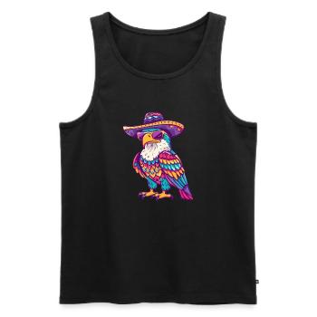 Aigle Bande Dessinée Drôle Sombrero - Débardeur bio Premium Homme - noir - Devant - Michal (187cm)