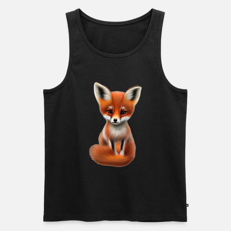 Fuchs handgemalter Fuchs Welpe - Männer Premium Bio Tank Top - Schwarz