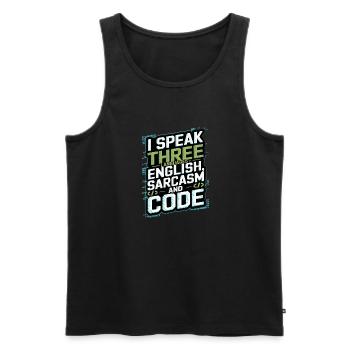 Ich Spreche Drei Sprachen Englisch, Sarkasmus-code - Männer Premium Bio Tank Top - Schwarz - Vorne - AI Model Male 178 light (178cm)