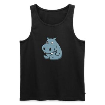 Hippopotame cadeau Hippo animal comique enfant mignon - Débardeur bio Premium Homme - noir - Devant - AI Model Male 178 light (178cm)