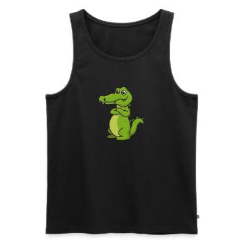 Krokodil Comic Geschenk Kroko Kind Echse Tier Nil - Männer Premium Bio Tank Top - Schwarz - Vorne - AI Model Male 178 light (178cm)