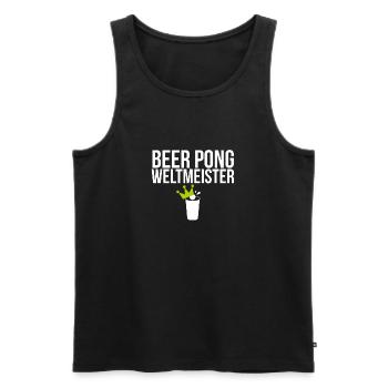 Beer Pong Weltmeister - Männer Premium Bio Tank Top - Schwarz - Vorne - Michal (187cm)