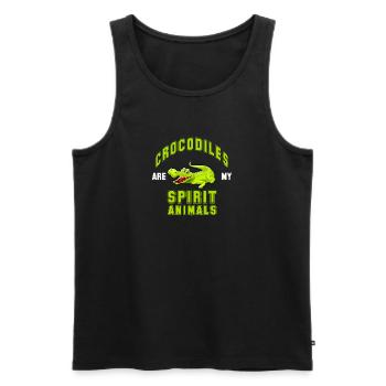 Crocodile, crocodile, dessin animé, crocodile, favori, animal - Débardeur bio Premium Homme - noir - Devant - Michal (187cm)
