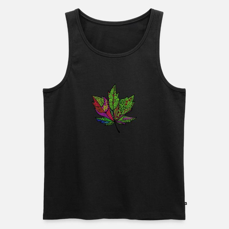 buntes Blatt - Männer Premium Bio Tank Top - Schwarz