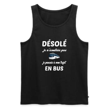 Désolé je n'écoutais pas t-shirt chauffeur de bus - Débardeur bio Premium Homme - noir - Devant - AI Model Male 178 light (178cm)