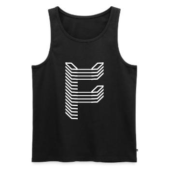 Unique Letter F Logo Design « Blanc » - Débardeur bio Premium Homme - noir - Devant - Michal (187cm)