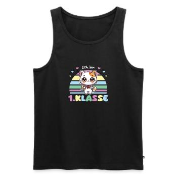 Ich bin 1. Klasse 2025 süße Katze zur Einschulung - Männer Premium Bio Tank Top - Schwarz - Vorne - Michal (187cm)