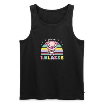 Ich bin 1. Klasse 2025 süßes Schwein zur - Männer Premium Bio Tank Top - Schwarz - Vorne - Michal (187cm)
