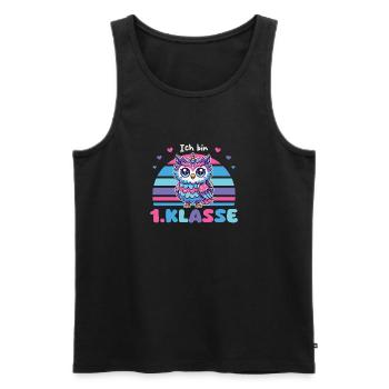 Ich bin 1. Klasse 2025 süße Eule zur Einschulung - Männer Premium Bio Tank Top - Schwarz - Vorne - Michal (187cm)