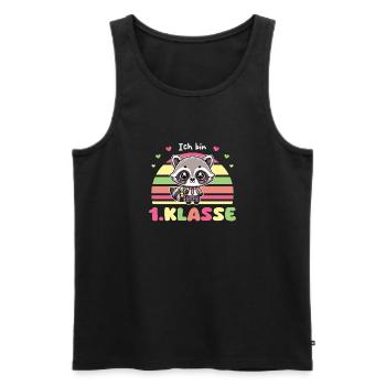 Ich bin 1. Klasse 2025 süßer Waschbär zur - Männer Premium Bio Tank Top - Schwarz - Vorne - Michal (187cm)