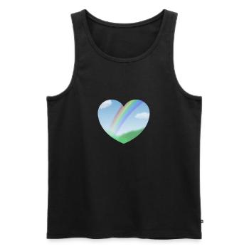 Sommer Landschaft mit Regenbogen in Herzform - Männer Premium Bio Tank Top - Schwarz - Vorne - Michal (187cm)