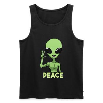 Signe de paix extraterrestre - Débardeur bio Premium Homme - noir - Devant - AI Model Male 178 light (178cm)