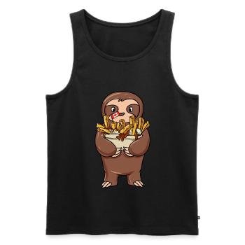 Kanadische Poutine Pommes Frites Mittagessen - Männer Premium Bio Tank Top - Schwarz - Vorne - Michal (187cm)