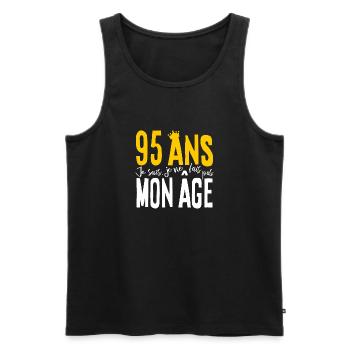 95 ANS Je sais, je ne fais pas mon âge (humour HF) - Débardeur bio Premium Homme - noir - Devant - Michal (187cm)