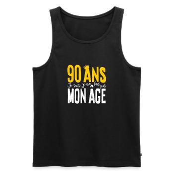 90 ANS Je sais, je ne fais pas mon âge (humour HF) - Débardeur bio Premium Homme - noir - Devant - Michal (187cm)