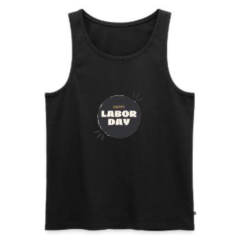 Le travail - Débardeur bio Premium Homme - noir - Devant - Michal (187cm)
