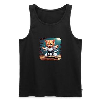 Karaté Chat - Débardeur bio Premium Homme - noir - Devant - Michal (187cm)