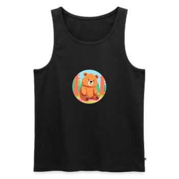 Forest Joy Bear - Men's Premium Organic Tank Top - black - Front - Michal (187cm)