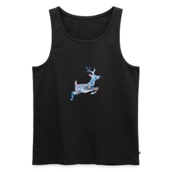 Féérie hivernale en silhouette de cerf - Débardeur bio Premium Homme - noir - Devant - Michal (187cm)
