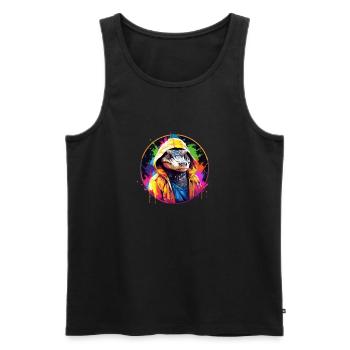 Krokodil mit Hoodie - Männer Premium Bio Tank Top - Schwarz - Vorne - Michal (187cm)