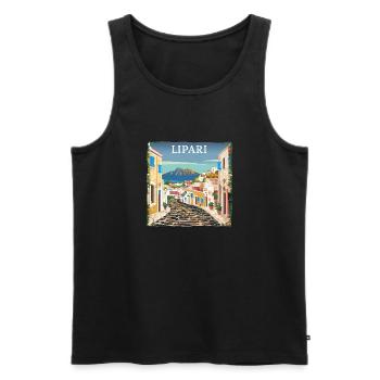 Lipari Italy: Dream Beach Summer Vacation - Men's Premium Organic Tank Top - black - Front - AI Model Male 178 light (178cm)