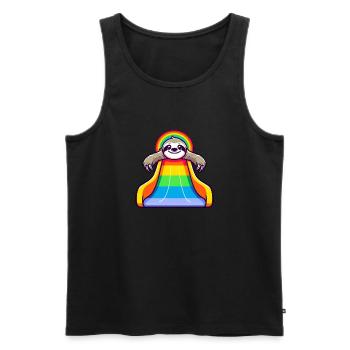 LGBTQ Pride Sloth Rainbow Slide - Men's Premium Organic Tank Top - black - Front - AI Model Male 178 light (178cm)