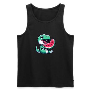 Süßer T-Rex mit Wassermelone Cartoon Sommer Frucht - Männer Premium Bio Tank Top - Schwarz - Vorne - Michal (187cm)