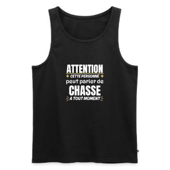 Tshirt humour chasse - Débardeur bio Premium Homme - noir - Devant - Michal (187cm)