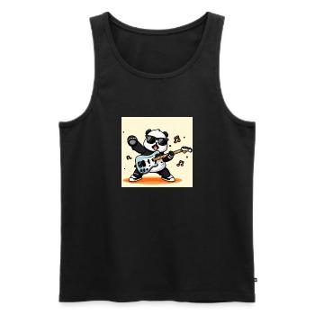 Panda spielt eine Elektrogitarre - Männer Premium Bio Tank Top - Schwarz - Vorne - Michal (187cm)
