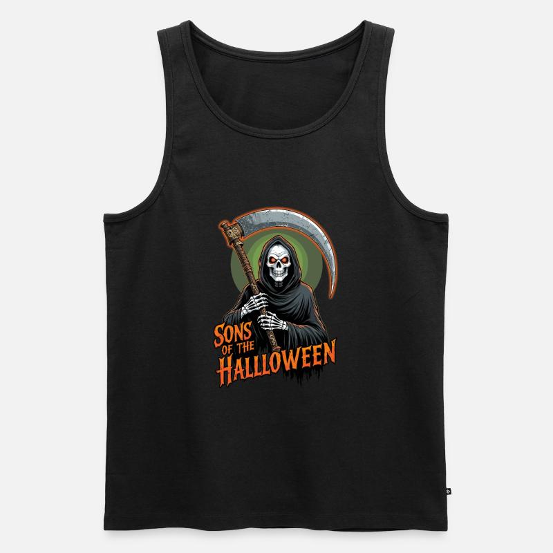 Halloween Sensenmann - Männer Premium Bio Tank Top - Schwarz