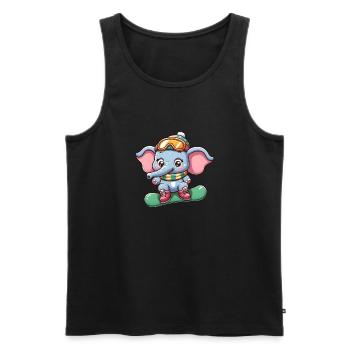 Elefant Snowboarder Winter Sport - Männer Premium Bio Tank Top - Schwarz - Vorne - Michal (187cm)