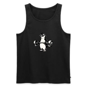 Penguin Haltère Haltérophilie Entraînement Fitness - Débardeur bio Premium Homme - noir - Devant - Michal (187cm)