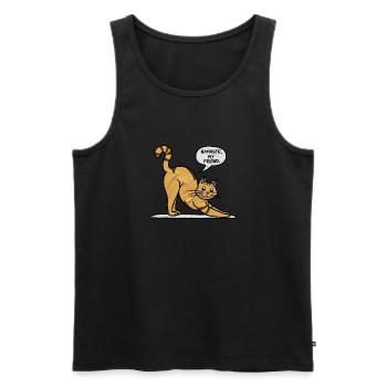 Chat au yoga : exercices de Namaste et gymnastique - Débardeur bio Premium Homme - noir - Devant - AI Model Male 178 light (178cm)