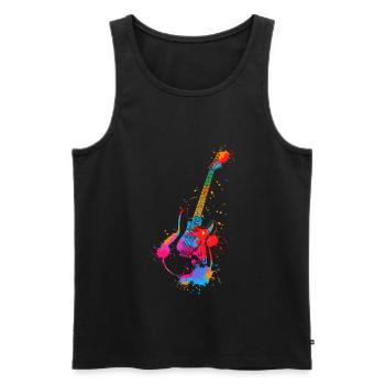 Guitar Splash Colorful Electric Guitarist Music Band - Men's Premium Organic Tank Top - black - Front - Michal (187cm)