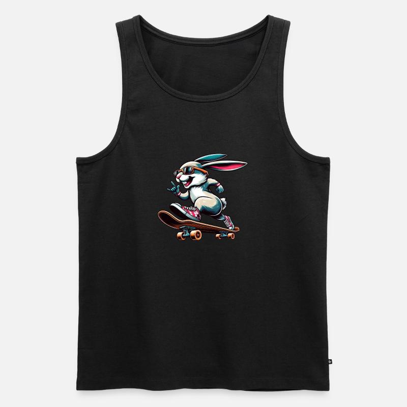 Cool Skateboarder Easter Bunny Design - Men's Premium Organic Tank Top - black