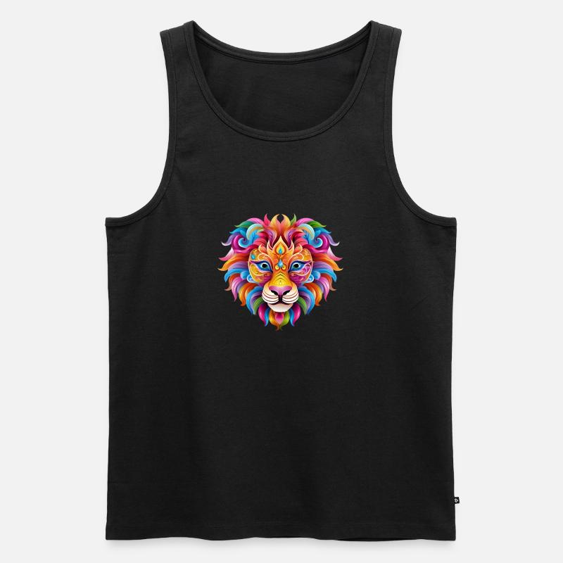 Mardi Gras Löwe - Comic-Stil - Männer Premium Bio Tank Top - Schwarz